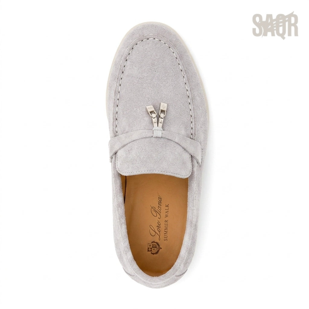 Loro Piana Summer Charms Loafers – Light Grey - View 1