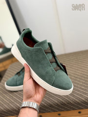 Zegna Suede Slip-On Sneakers (Green)