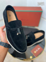 Loro Piana Summer Walk Suede Loafers – Black - View 5