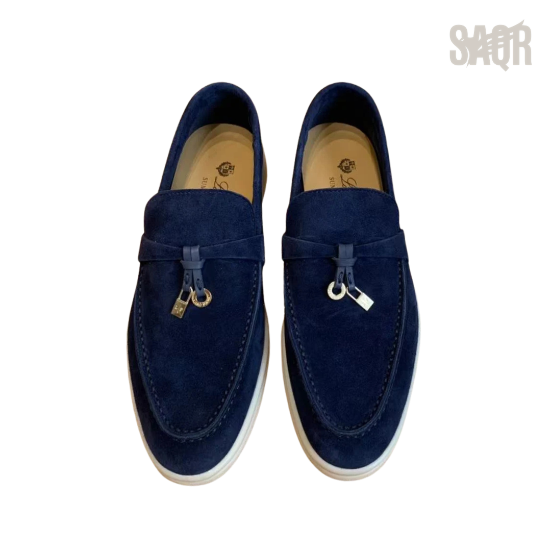 Loro Piana Summer Walk Suede Loafers – Navy Blue - View 4
