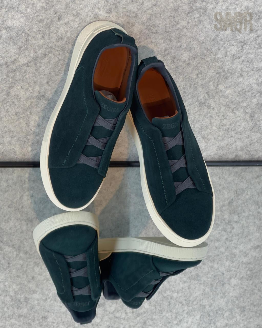 Zegna Brown Suede Utility Slip-On Sneakers