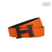 Hermes Orange Black Logo Belt - image 2