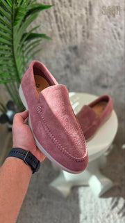Loro Piana Suede Slip-On Loafers – Pink - View 2