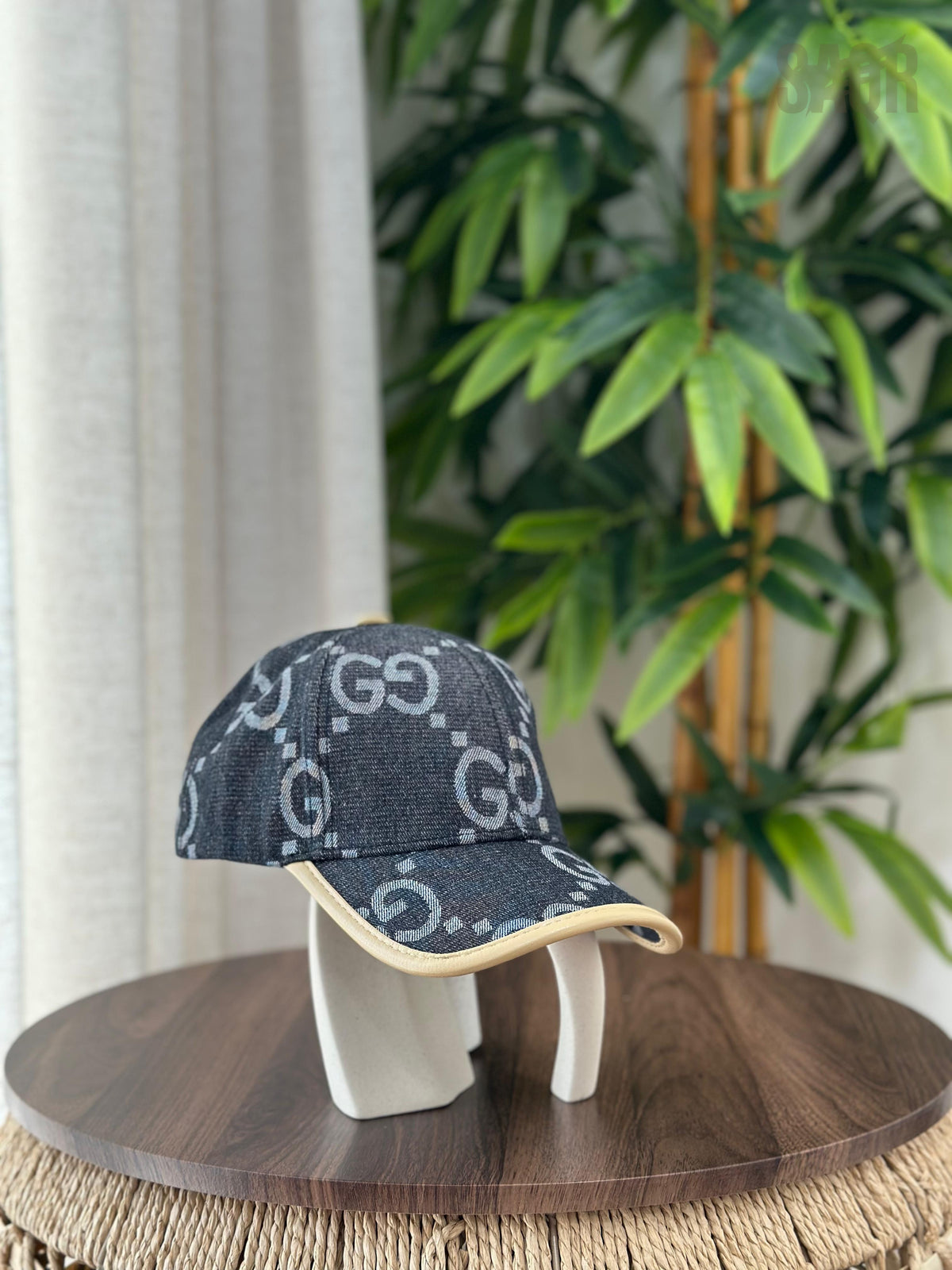 Gucci GG Canvas Baseball Hat with Web Detail (Beige/Ebony)