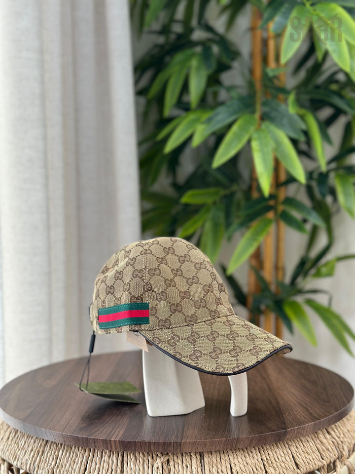 Gucci GG Canvas Baseball Hat with Double G (Beige/Ebony)
