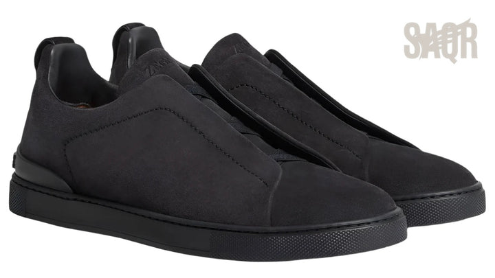 Zegna Footwear | Triple Stitch Suede All Black