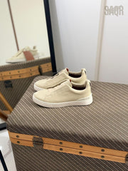 Zegna TerraFlex Suede Slip-On Sneakers – Desert Sand Edition