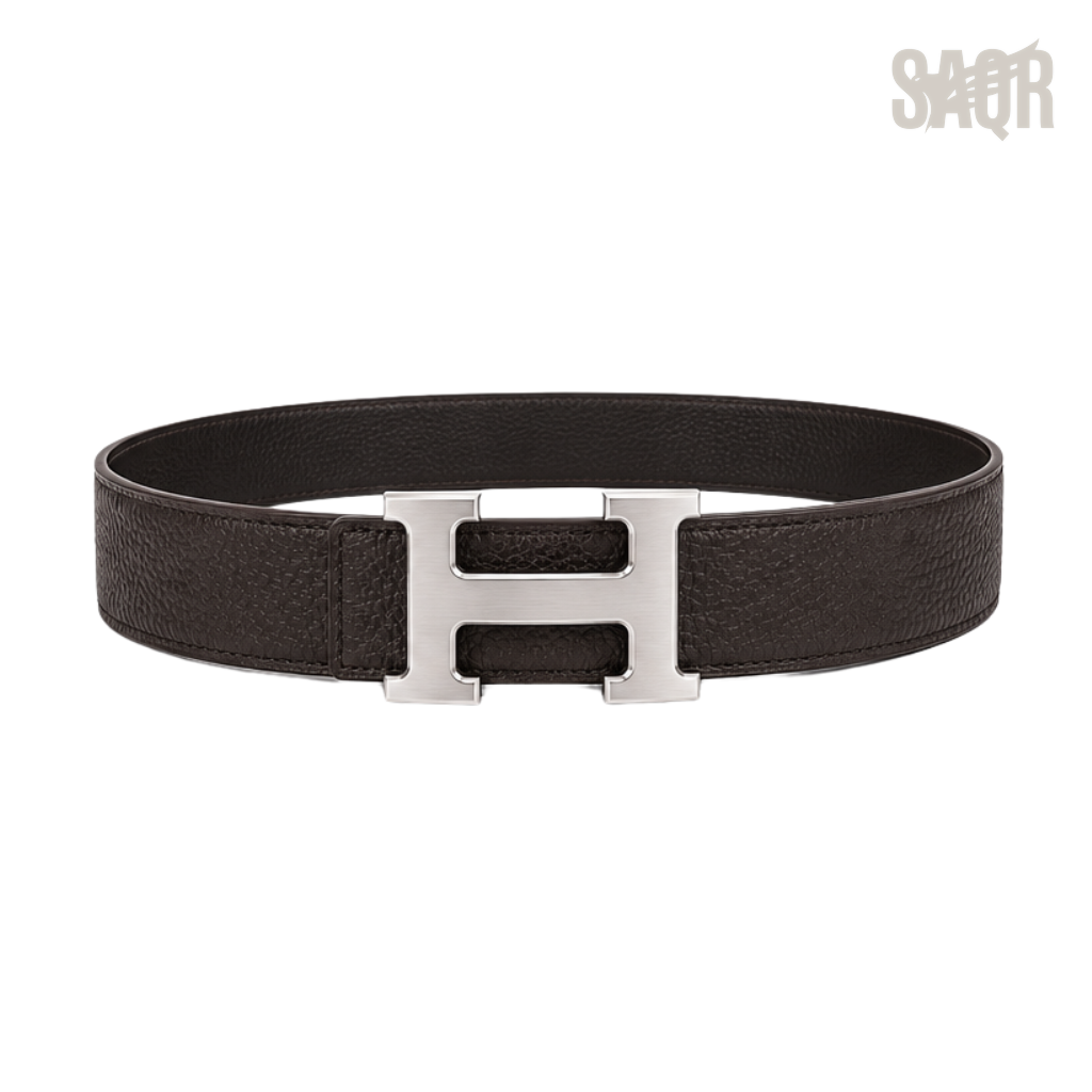 Hermes Dark Dull Brown Silver Logo Belt - image 3