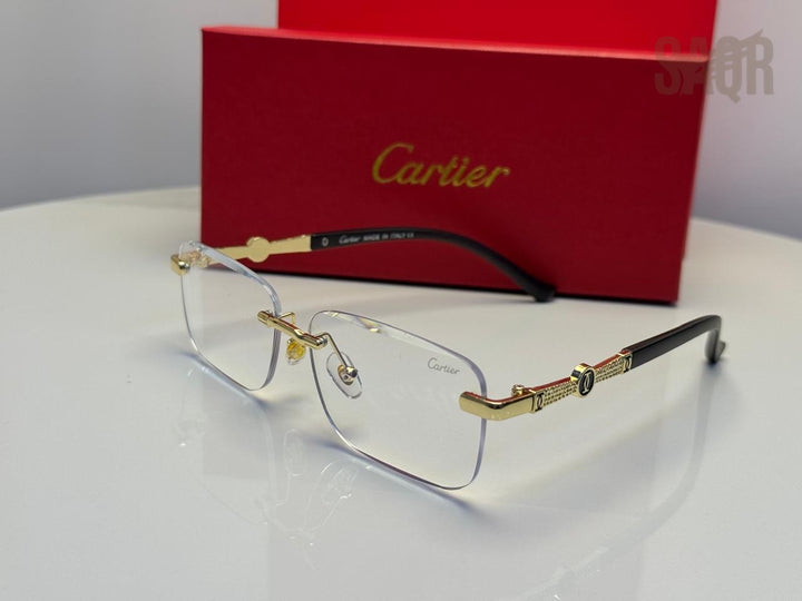Panthère de Cartier Rimless Sunglasses (Gold/Grey)