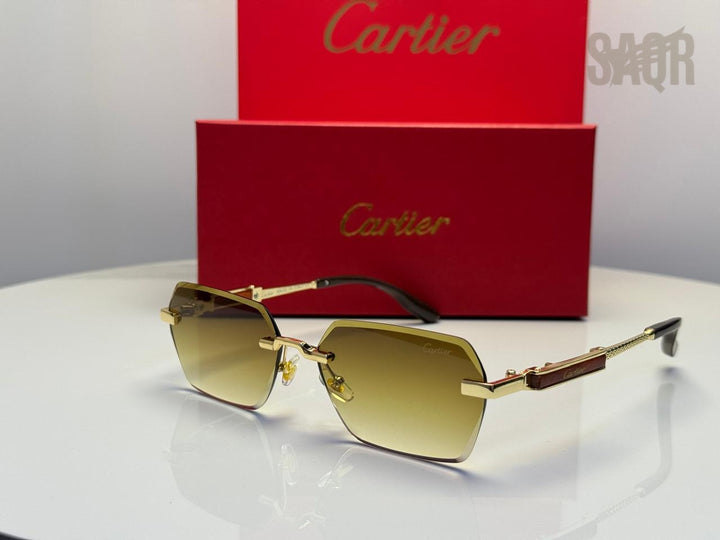 Cartier C Décor Octagonal Sunglasses (Black Metal/Dark Grey)