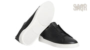 Zegna Footwear | Triple Stitch Carbon Fibre Black