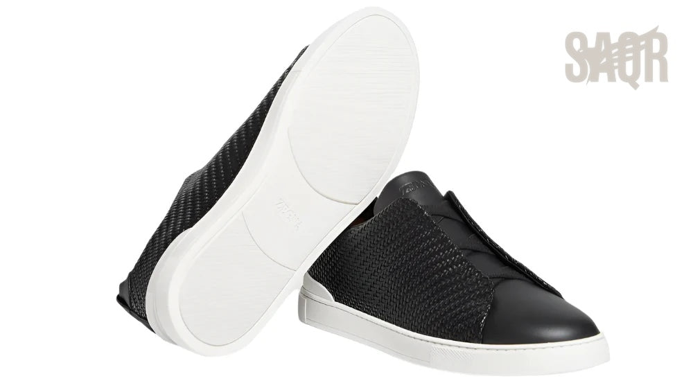 Zegna Footwear | Triple Stitch Carbon Fibre Black