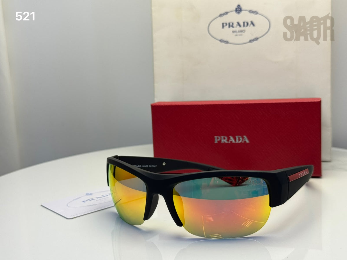 Prada Linea Rossa Sunglasses Wrap Frame – Orange Pink Mirror Lens - View 3