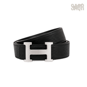 Hermes Black Silver Logo Belt - image 2