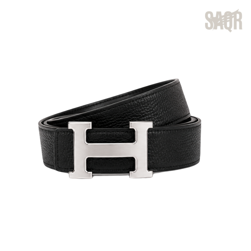 Hermes Black Silver Logo Belt - image 2
