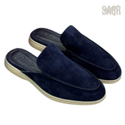 Loro Piana Suede Mules – Navy Blue - View 4