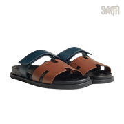 Hermès Chypre Sandals – Gold / Bleu Céleste - View 1