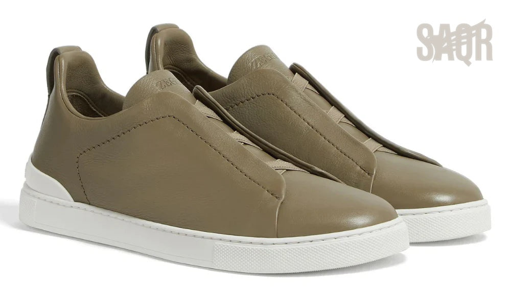 Zegna Footwear | Triple Stitch Olive Green