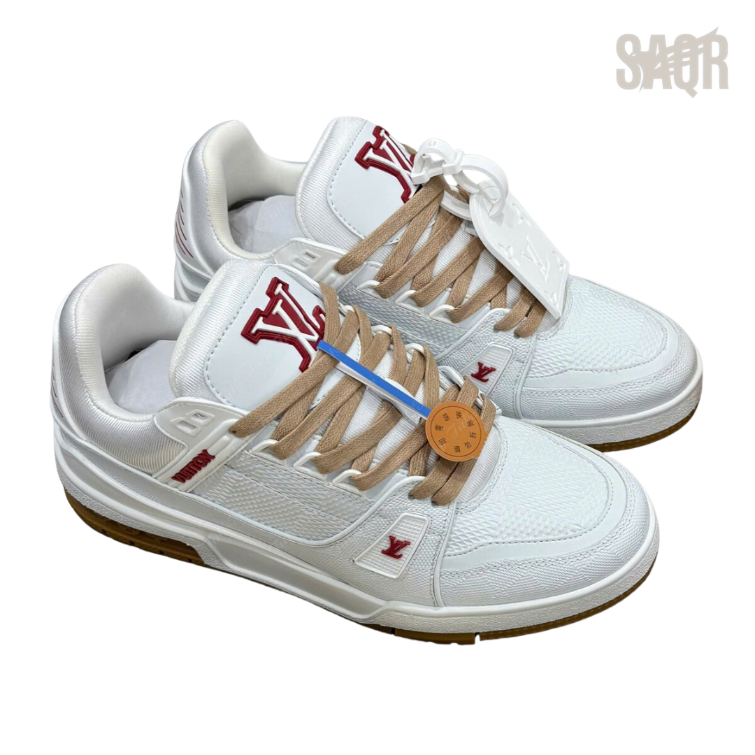 Louis Vuitton LV Trainer Sneakers – White & Light Brown - View 4