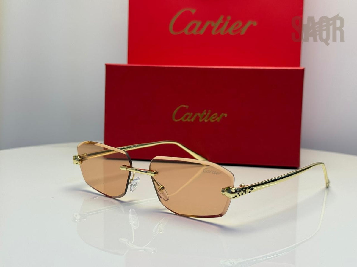 Cartier Panthère de Cartier Rimless Sunglasses (Gold/Brown Gradient)