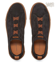Zegna Footwear | Triple Stitch Suede Black
