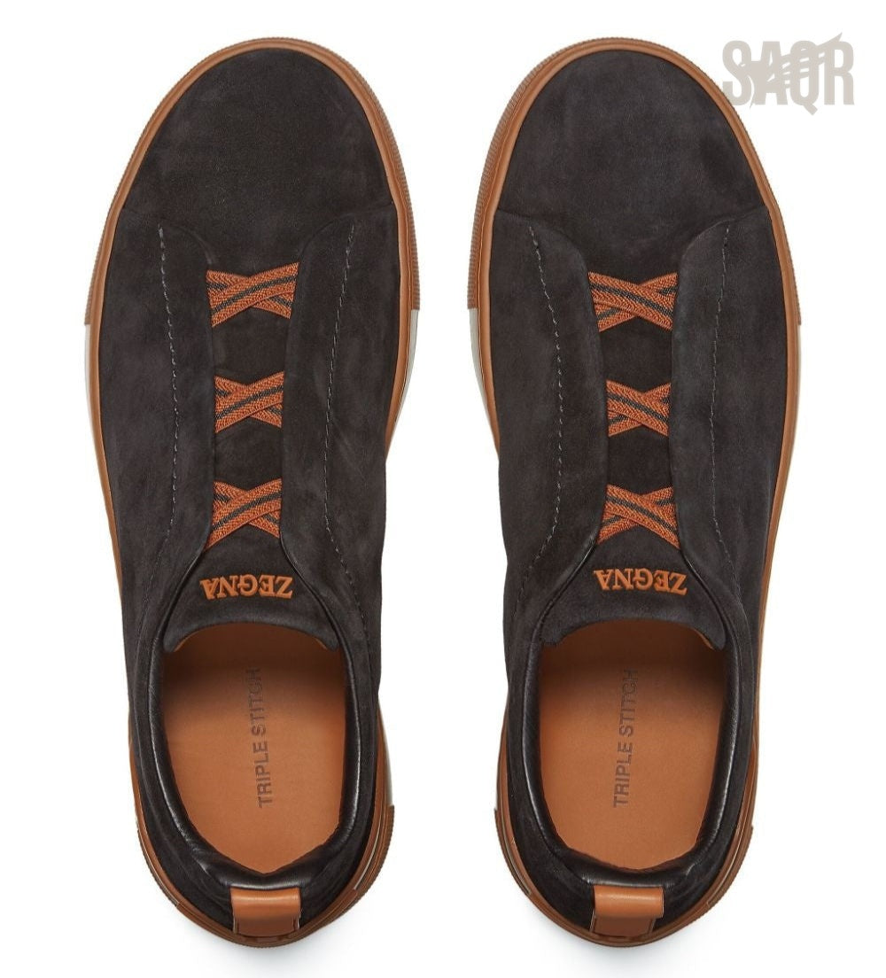 Zegna Footwear | Triple Stitch Suede Black