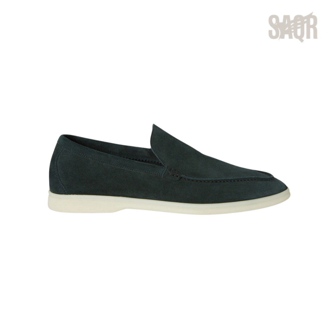 Loro Piana Summer Walk Suede Loafers – Dark Green - View 1