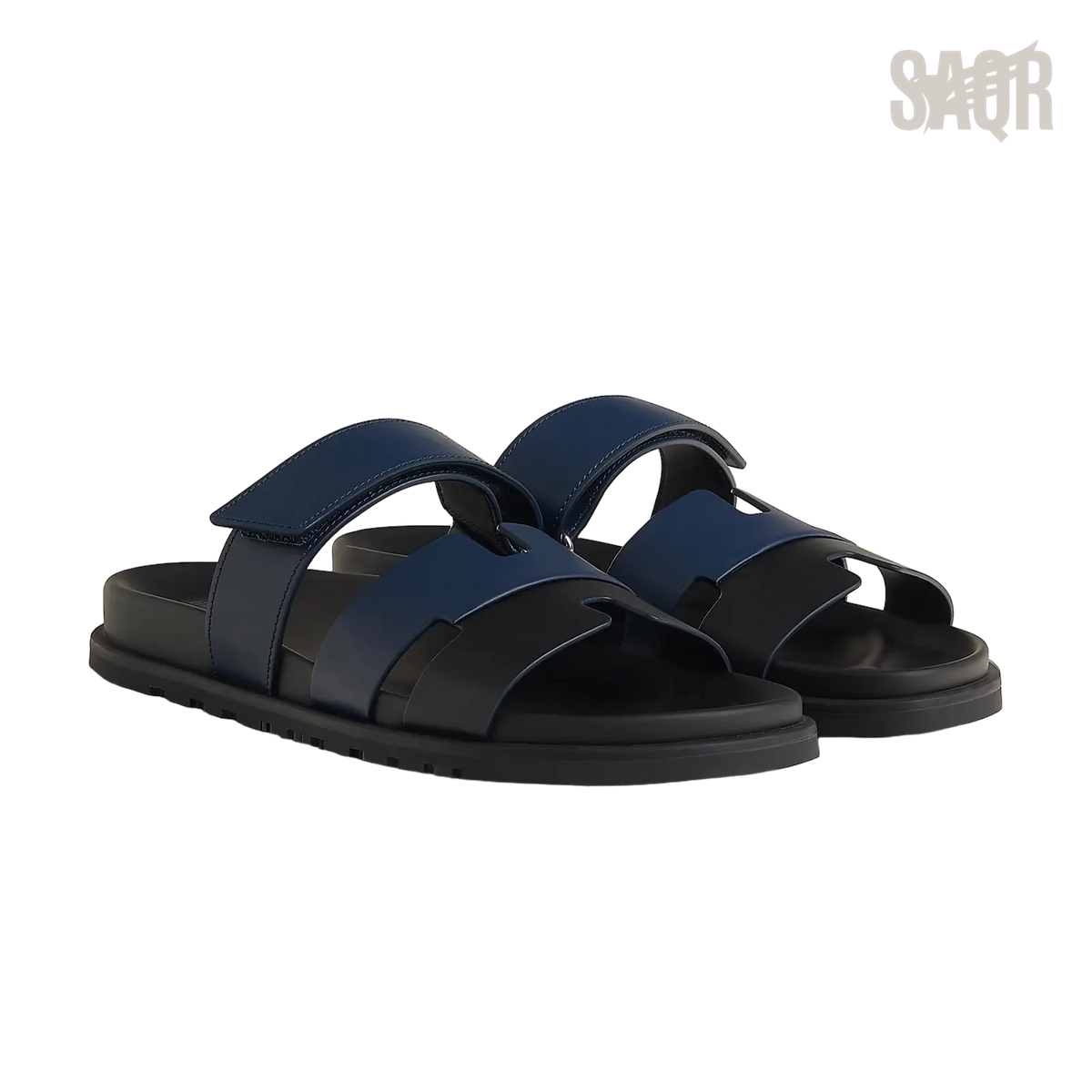 Hermès Chypre Sandals – Noir/Bleu Celeste - View 1