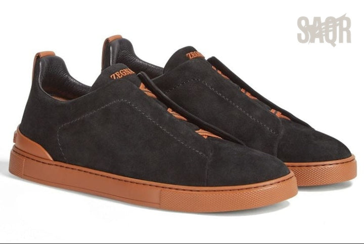 Zegna Footwear | Triple Stitch Suede Black