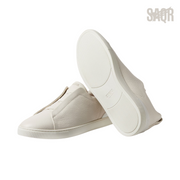 Zegna Deerskin Triple Stitch White Sneakers - View 4