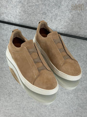 Zegna Black Leather Utility Slip-On Sneakers