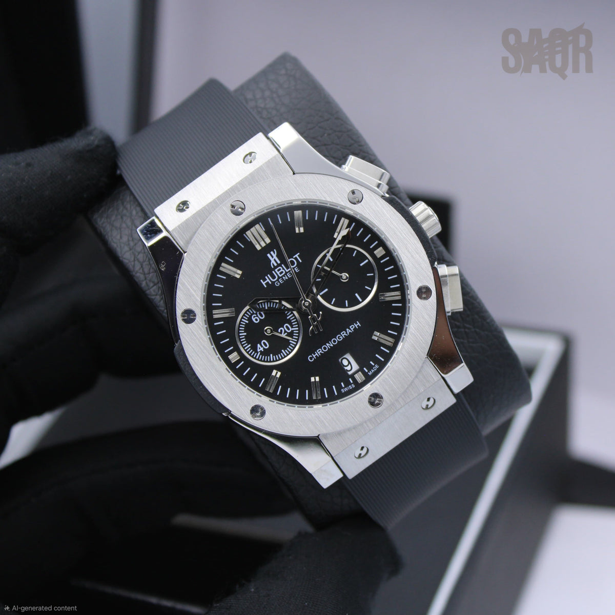 Hublot | Big Bang Chronograph Alligator Watch – White / Black – Product Image 1