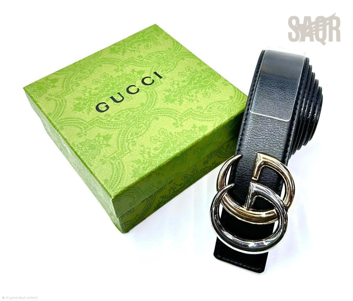Gucci | Interlocking G Belt – Black / with Silver Black Hardware – Product Image 1