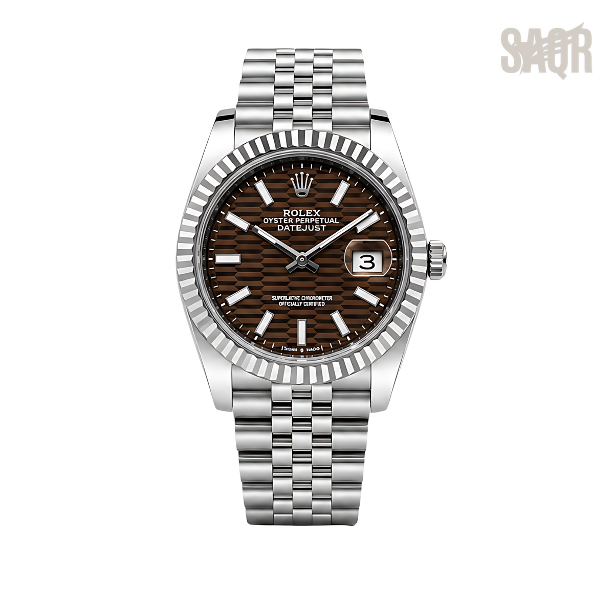Rolex Datejust Brown Waffle Dial Silver Watch - image 1