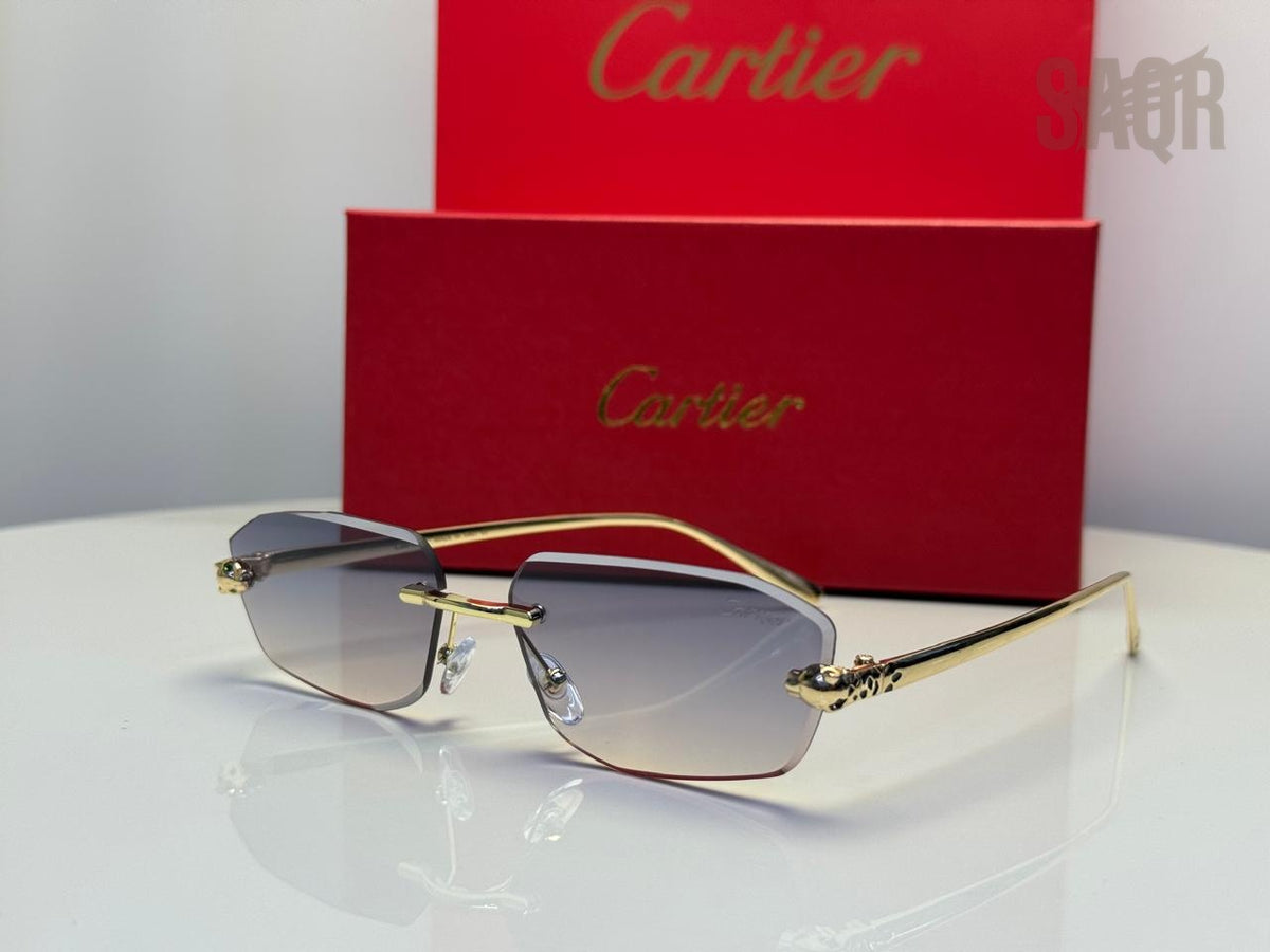 Cartier Panthère de Cartier Rimless Sunglasses (Gold/Clear)