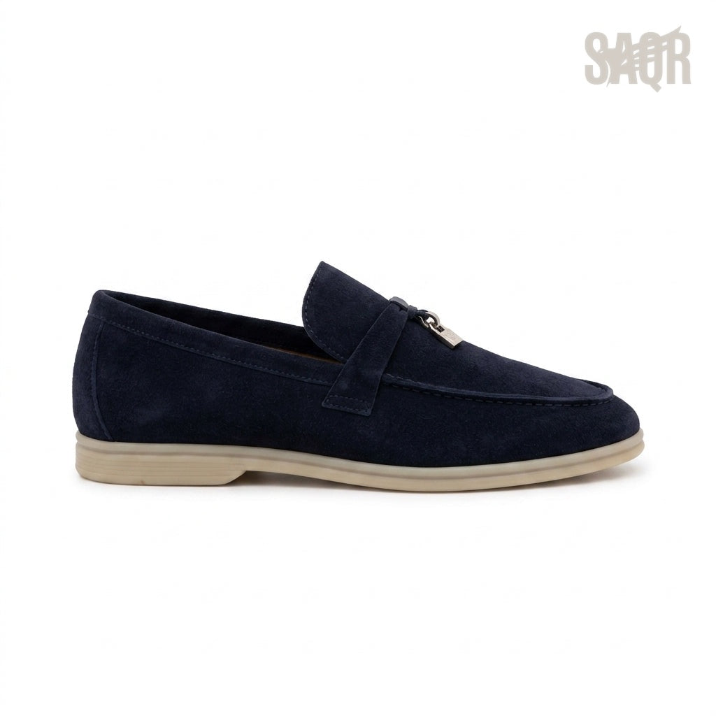 Loro Piana Suede Loafers – Navy Blue - View 1