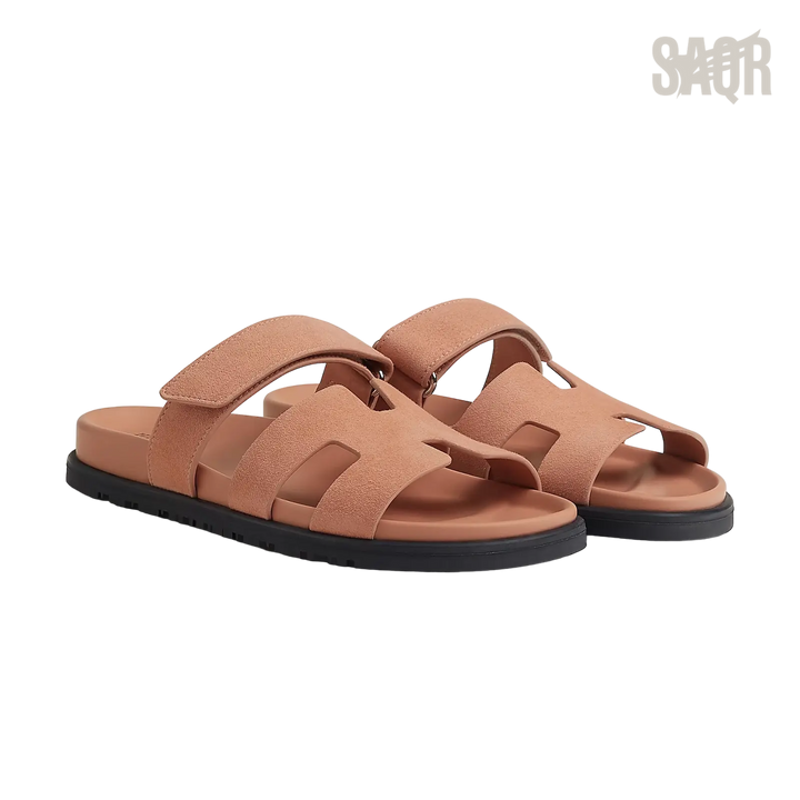 Hermès Chypre Sandals – Nude Suede - View 1