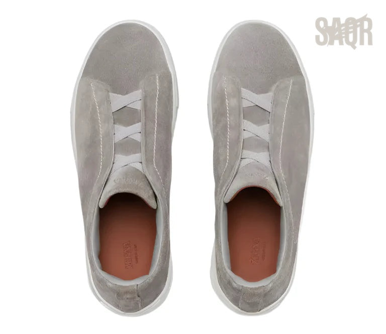 Zegna Footwear | Triple Stitch Suede Grey
