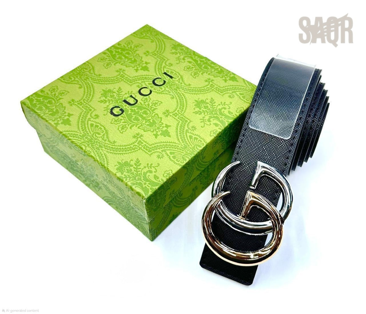 Gucci | Interlocking G Belt – Black / Polished Gunmetal – Product Image 1
