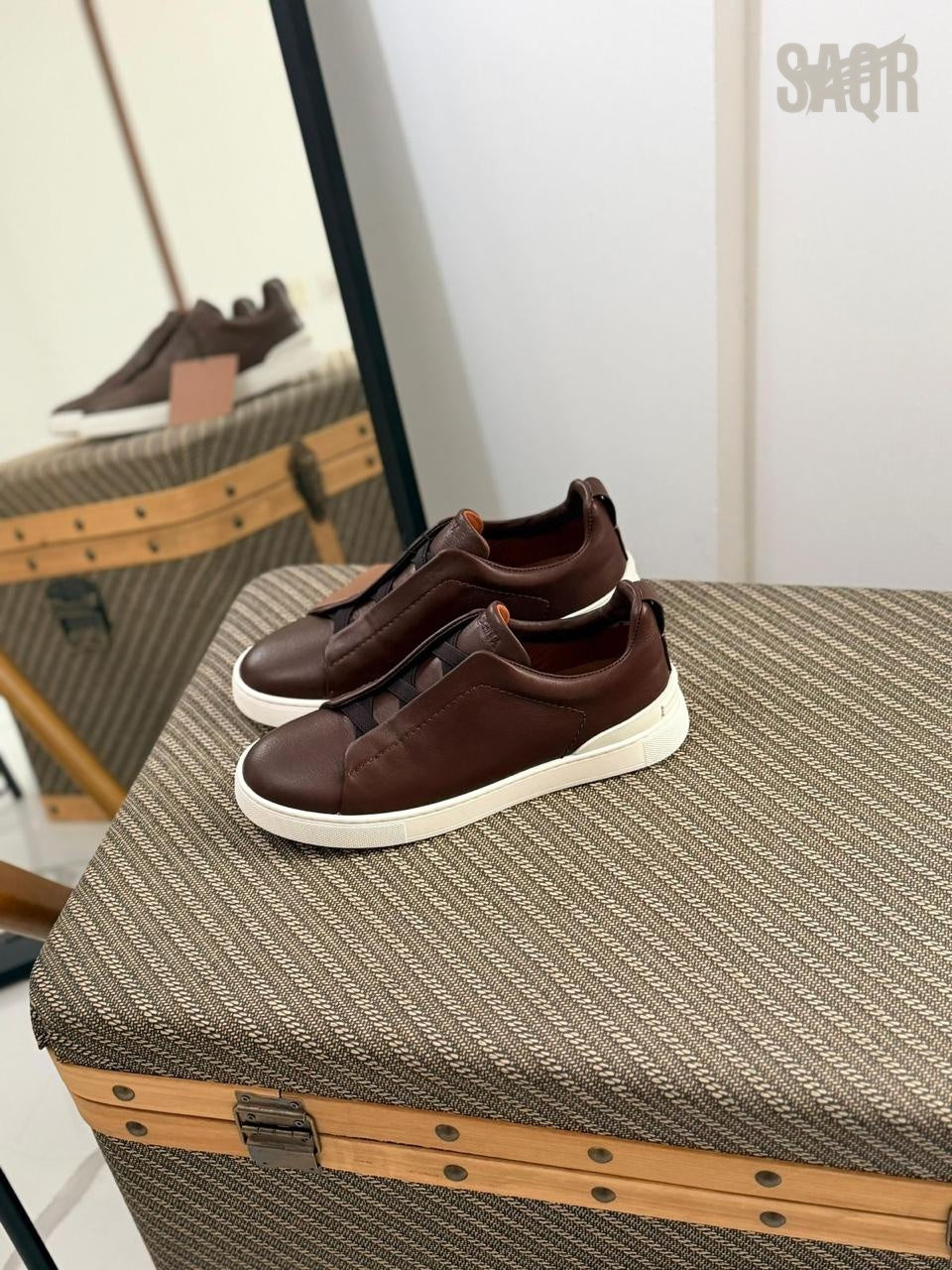 Zegna TerraFlex Smooth Leather Slip-On Sneakers – Cream Edition