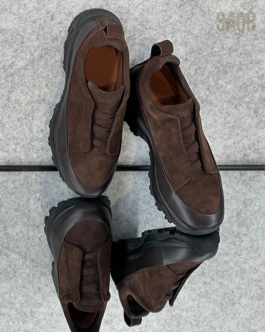Zegna Beige Canvas Slip-On Sneakers
