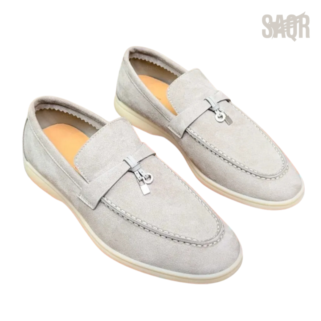 Loro Piana Summer Walk Suede Loafers – Light Grey - View 4