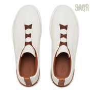 Zegna Triple Stitch Sneakers – White & Brown - View 2
