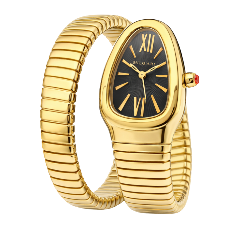 Bvlgari Watch | Serpenti Tubogas Gold Steel and Black Dial