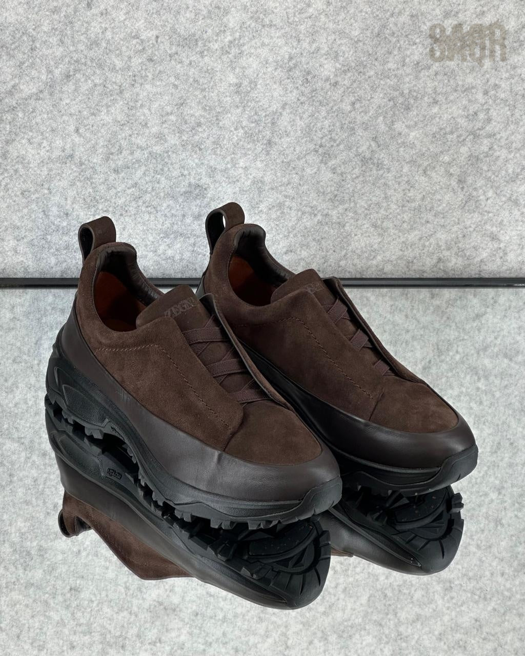 Zegna Beige Canvas Slip-On Sneakers