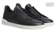 Zegna Footwear | Triple Stitch Carbon Fibre Black