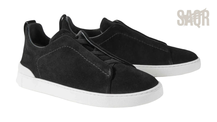 Zegna Footwear | Triple Stitch Suede Black