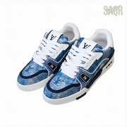 Louis Vuitton LV Trainer Denim Sneakers – Blue & White - View 4