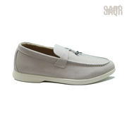 Loro Piana Summer Walk Suede Loafers – Light Grey - View 1