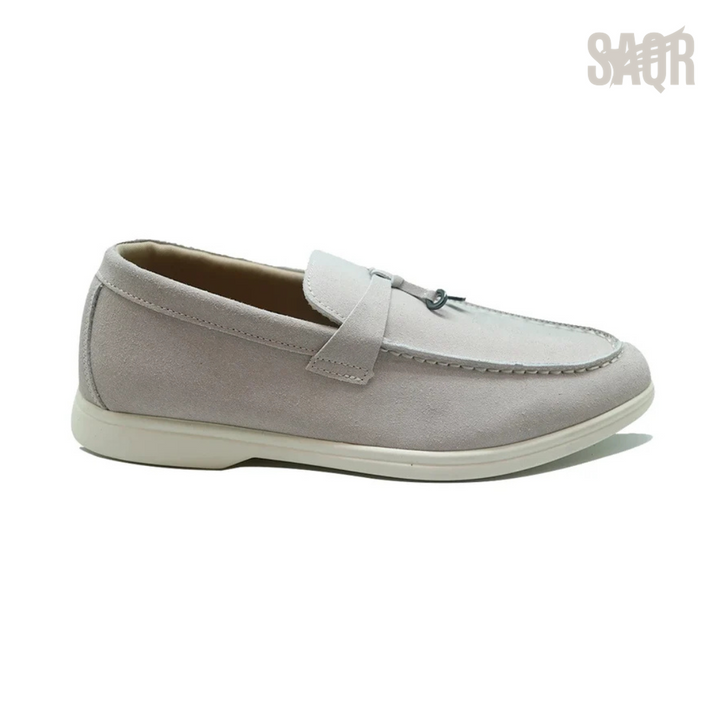 Loro Piana Summer Walk Suede Loafers – Light Grey - View 1